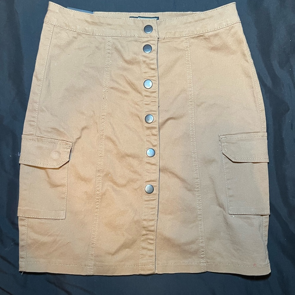 Khaki Button Skirt
